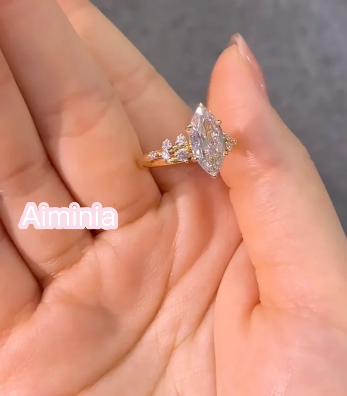 Meteor Marquise -Cut, Lab-Grown Diamond Ring, D Color, VS1 Clarity