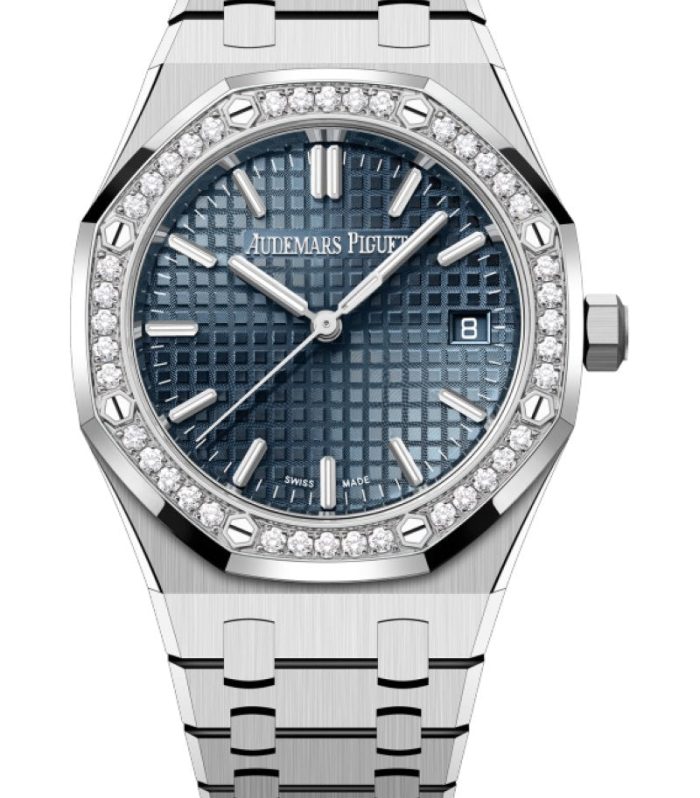 Audemars Piguet Royal Oak 34mm Stainless Steel Diamond Bezel Blue Dial 77451ST.ZZ.1361ST.04