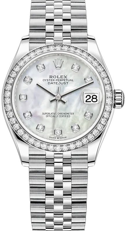 Rolex Datejust 31 Diamond Bezel - White Mother-Of-Pearl Diamond Dial - Jubilee 278384rbr