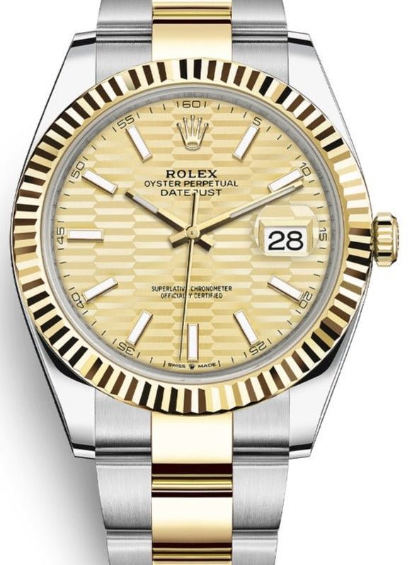 Rolex Datejust 36 Yellow Gold/Steel Golden Fluted Motif Dial Domed Bezel Oyster Bracelet (Ref 126233)